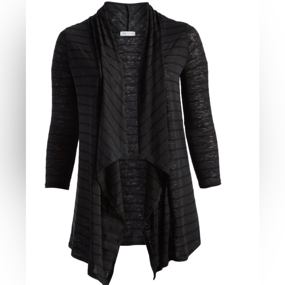 NEW Hot Ginger Black Stripe Open Cardigan - Plus Size 1X Draped Cardigan